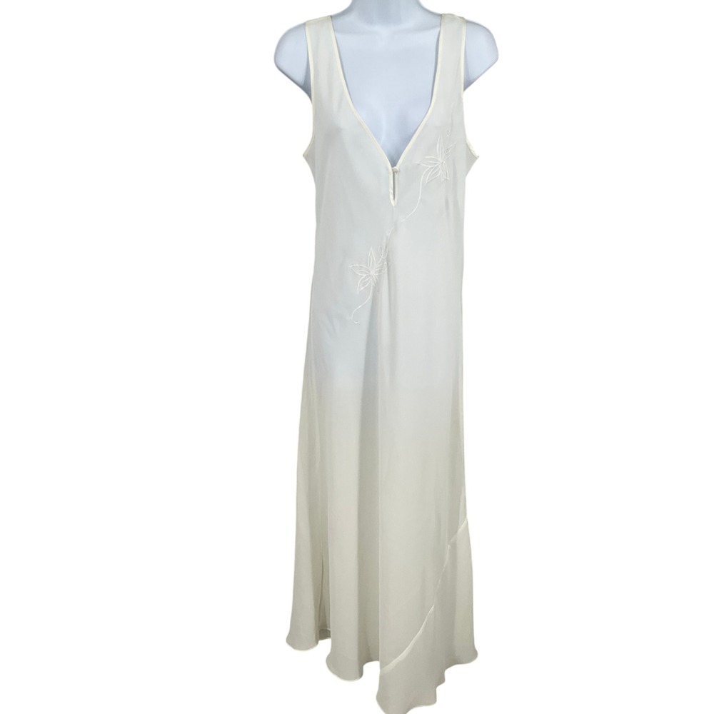 Victoria's Secret Nightgown Womens‎ M Ivory Vintage Floral Sheer Maxi Timeless
